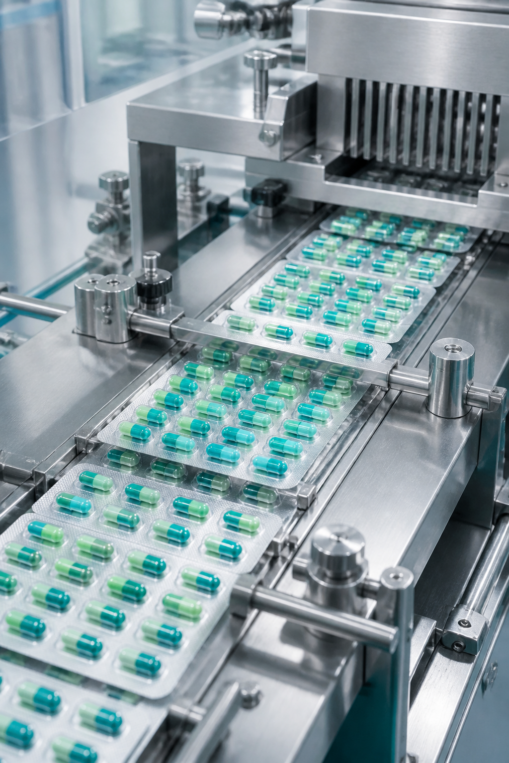 Pharmaceutical capsule blister packaging line